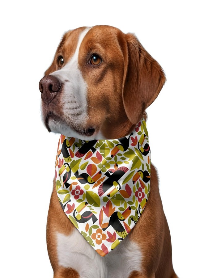 دبليو وشاح/باندان للكلاب بتصميم طيور الطوقان والزهور من دبليو برينغز | هذا الوشاح/الباندان الرائع بتصميمه المذهل هو الإكسسوار المثالي للكلاب الكبيرة والمتوسطة والصغيرة. مقاس واحد يناسب الجميع. - Image 2